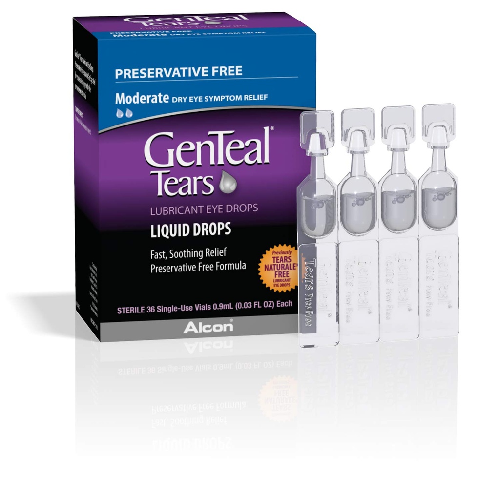 GenTeal Tears Lubricant Eye Drops, Moderate Liquid Drops, SingleUse Vials,1 pack med 36 ct, 0,03 Fl Oz