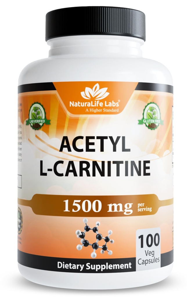 NaturaLife Labs Acetyl L-karnitiini (ALCAR) 1500 mg per tarjoilu 100 kapselia
