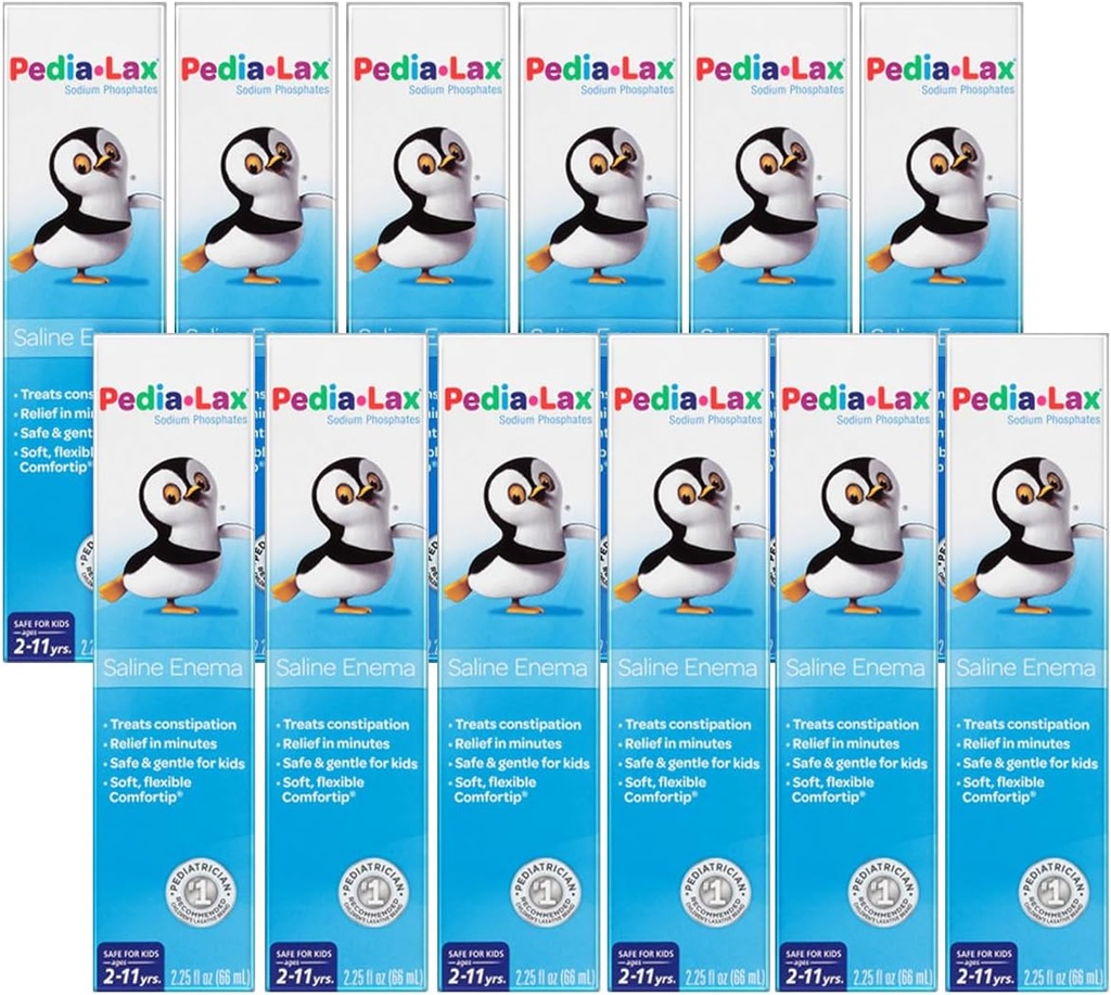 Pedia-Lax Laxative Saline Enema lapsille, ikä 2-11, 2,25 fl oz (12 pakkaus)