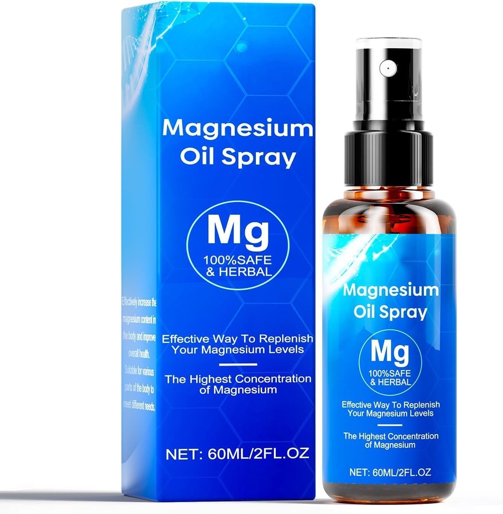 Magnesiumöljysumute, 60 ml Magnesiumsumute, 100% Organic Magnesiumöljy Extra Strength, edistää rauhoittavaa unta ja rentoutumista, magnesiumsumute jaloille, unelle ja keholle, helppo imeytyä ja käyttää