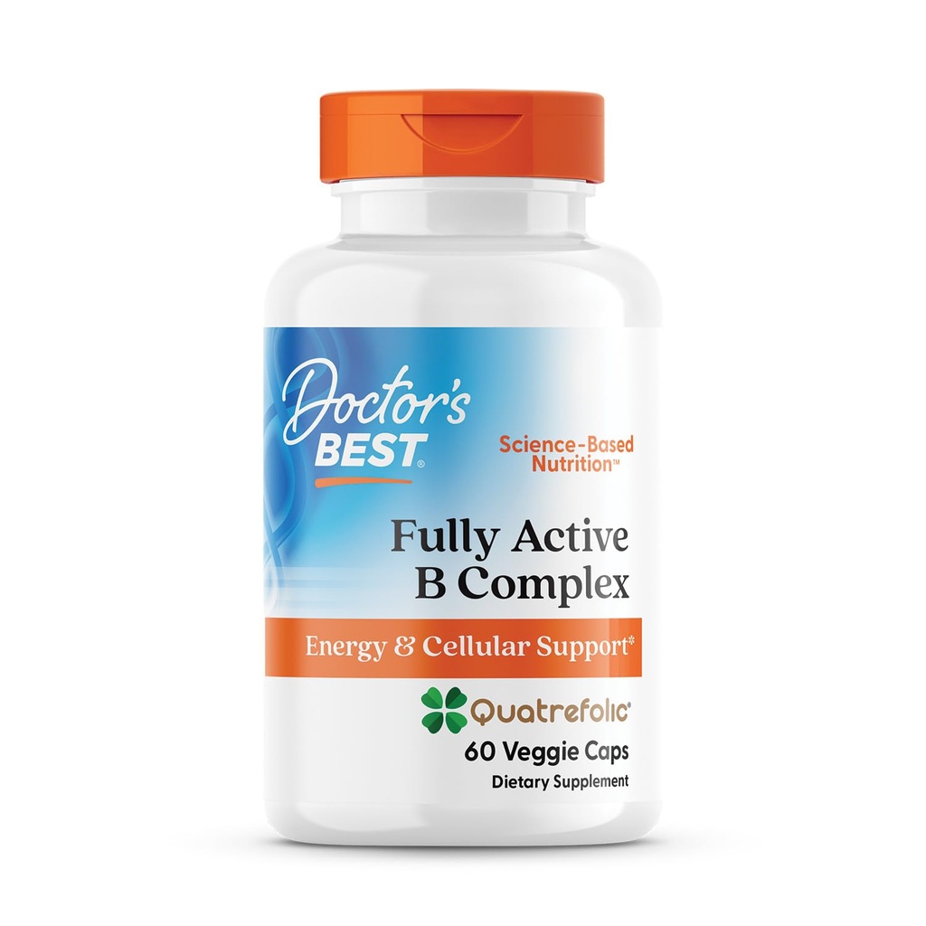 Doctor's Best Fully Active B Complex, Energy & Cellular Support, Ei-GMO, Gluteeniton, Soy Free, Vegan 60 Veggie Caps