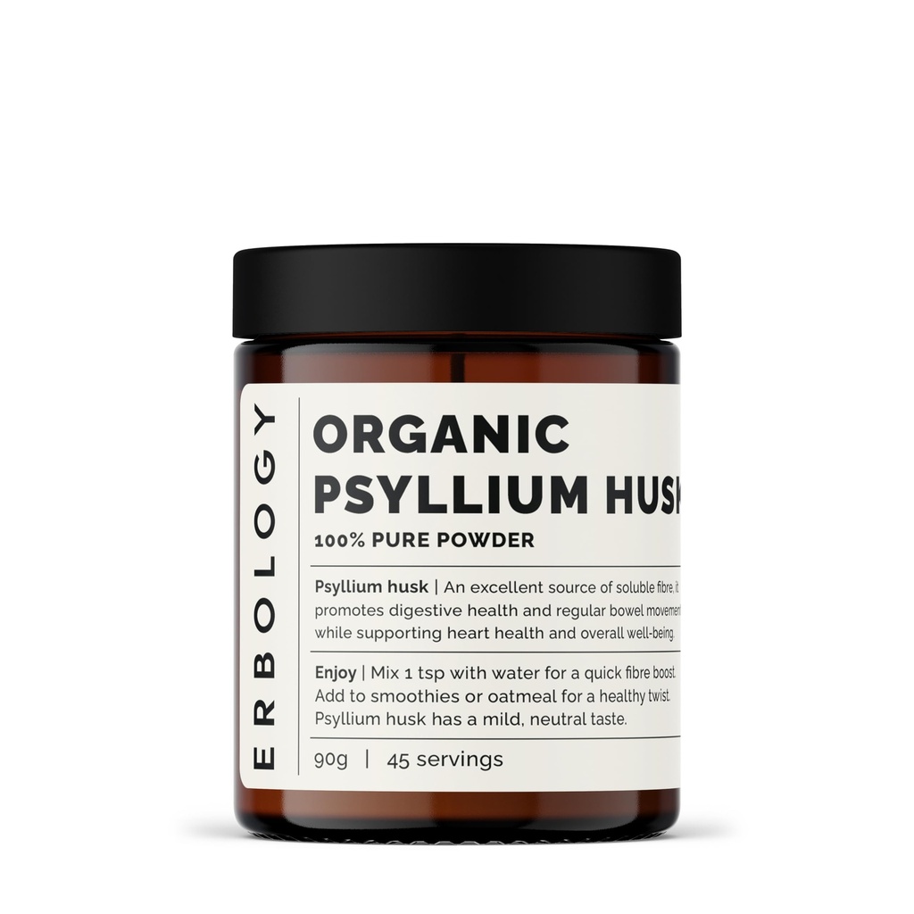 Erbologia Organic Psyllium Husk Powder 3,2 oz - 45 Tarjoilut - Edistää Ruoansulatuselimistön ja säännölliset Bowel liikkeet - kestävästi Lähde suoraan Farm in India - Pieni erä - Vegaani - GMO-vapaa
