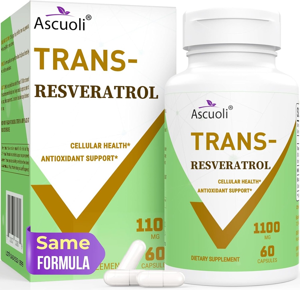 Ultra Puhtaus Trans-Resveratrol 1100 mg, 3-in-1 Advanced Formula Organic Resveratrol Supplement, Max Antioksidantti, Anti-aging, ihon terveys, lmmuuni & energia, 1 pakkaus