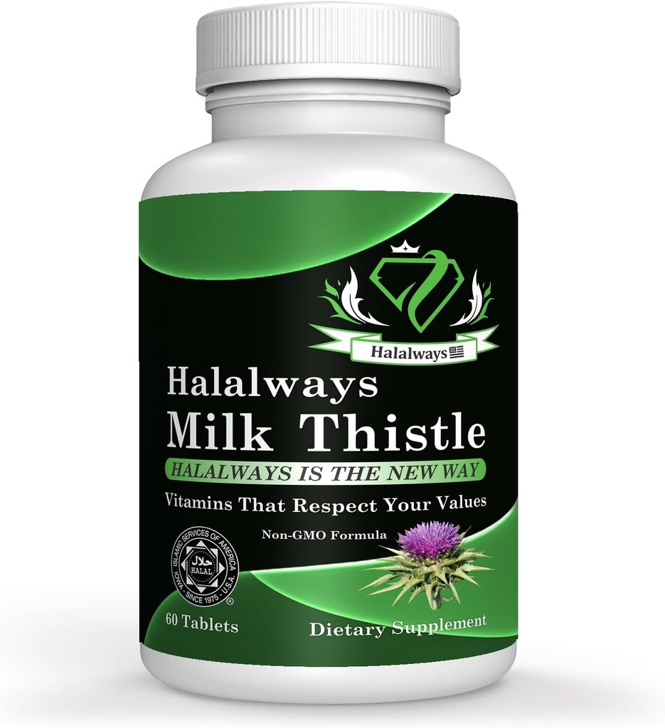 Halalways Milk Thistle Certified Halal Supplement Milk Thistle Liver Detox Supplement Gentle Herbal Liver Cleanse miehille ja naisille - Maksan terveystuki - ei-GMO