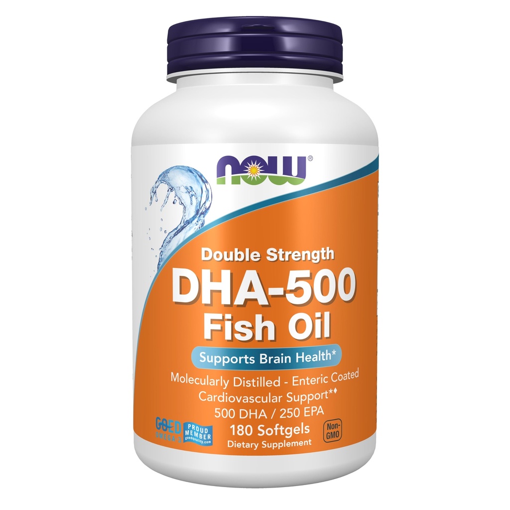 Nu kosttillskott, DHA-500 med 250 EPA, molekylärt destillerad, stöder hjärnhälsa *, 180 Softgels