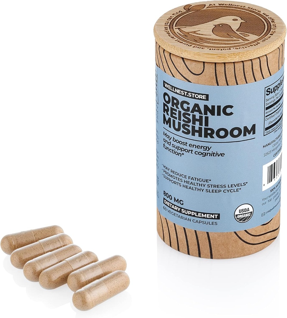 Reishi Organic Mushroom Supplement Capsules ... Ganoderma Extract, Immunosupport Supplement ...