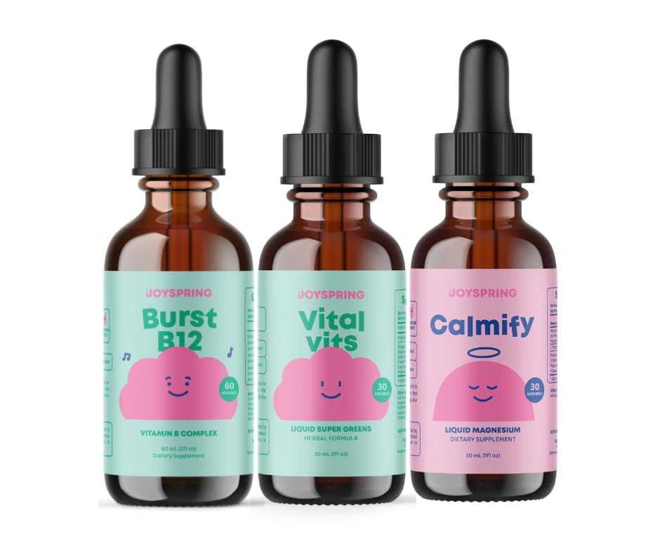 JoySpring B-Complex & Vital Vits ja Magnesium Drops Bundle . Luonnollisesti Lähde: Lapset Vitamiinit ja mineraalit.