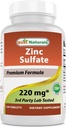 Bästa Naturals Zink Sulfate 220 mg 120 tabletter - 3rd Party Lab Testad - Tillverkad i USA - Gluten Free & Non-GMO