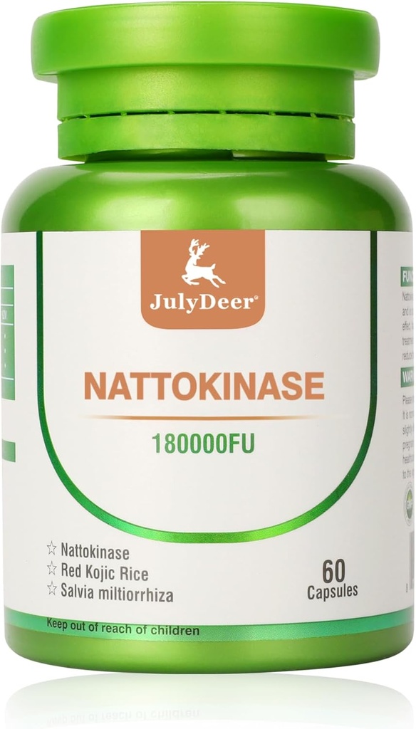 Nattokinase kompletterar 180, 000FU Hela flaska 60 kapslar, 6, 000FU 2 kapslar dagliga näringstillskott systemiska enzymer vegetariska vänliga för kardiovaskulär och cirkulatorisk stöd