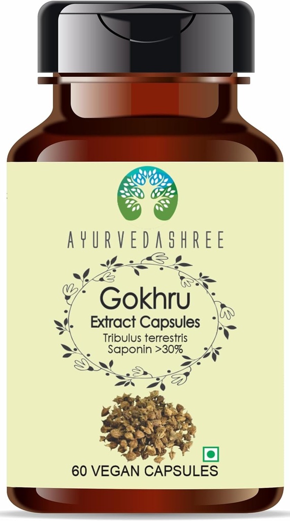 Gokhru Extract 500mg - 60 vegetariska kapslar | Tribulus Terrestris | All Natural | 100% Vegan | Glutenfri | GMP Certified