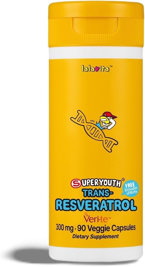 SuperYouth Trans-Resveratrol 300 mg 90 Veggie kapslar - (90 dagar) kan hjälpa övergripande hälsa, gjord genom jästjäsning