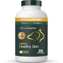 VetriScience Omega Healthy Skin Capsules, Omega 3.6.9 Fiskolja tillskott för hundar och katter, hudhälsa, pälstillväxt, minska spridning, över 750 mg Omega fettsyror per kapsel, Gel Caps, 90 greve