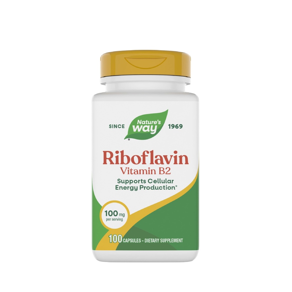 Nature's Way Riboflaviini B2, tukee solun energian tuotantoa*, korkea teho Riboflaviini, 100 mg per tarjoilu, 100 kapselia (Pakkaus toukokuussa Vary)