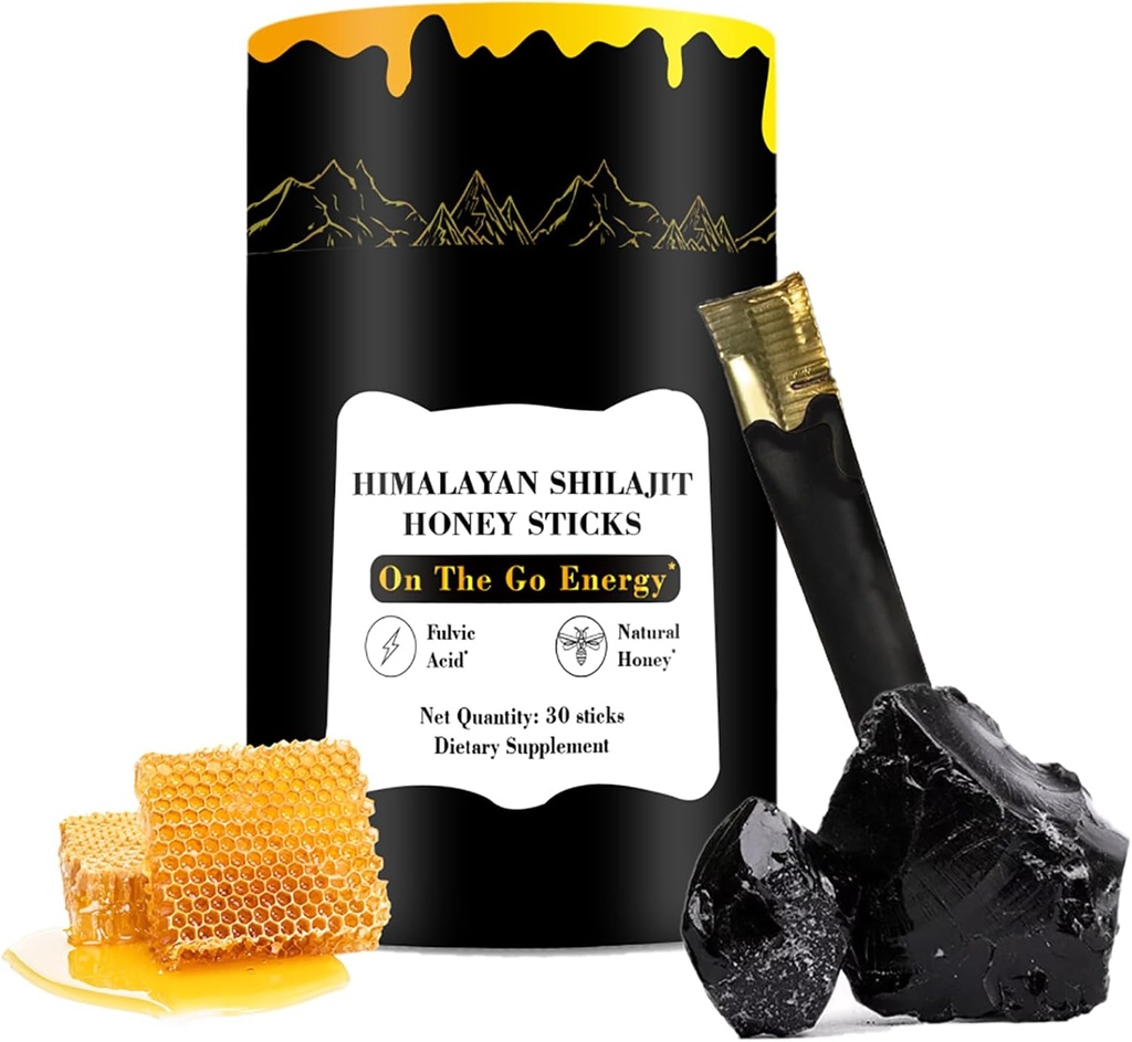 Shilajit Honey Sticks, 30 Sticks - Pure Himalayan Hartsi, Organic Honey & Saffron for Energy Boost, Immuunituki ja elinvoima, SHILAJIT Honey Sticks for Men & Women