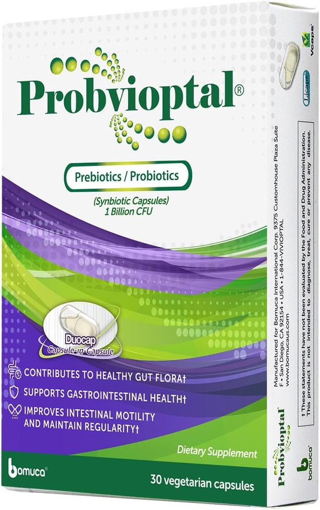 Probvioptal, 30 kapslar (330 enheter), Probiotics & Prebiotics, Duocap, 1 miljarder CFU, Gluten Free