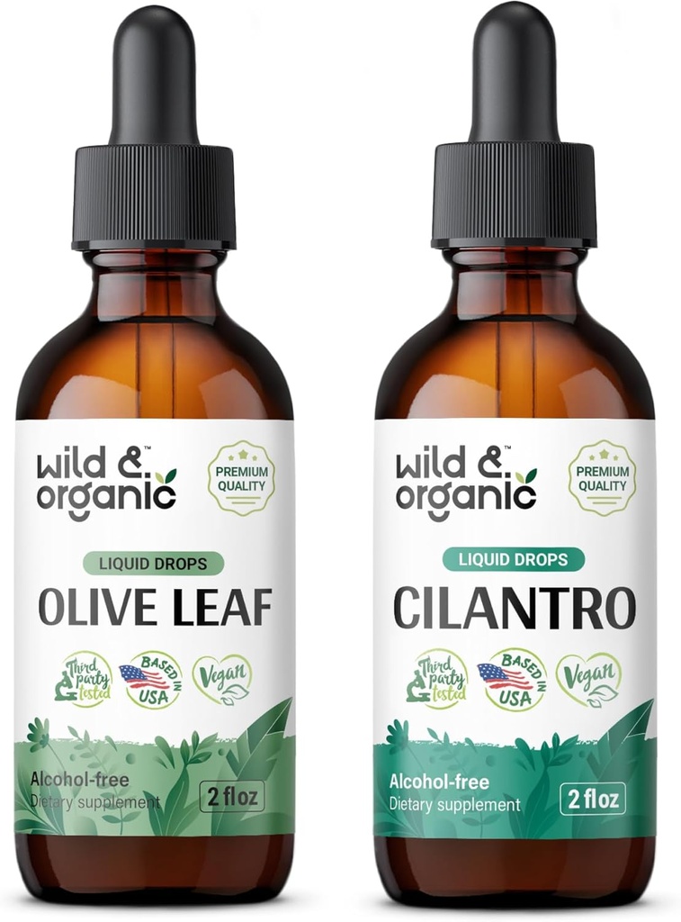 Luonnonmukainen ja luonnonmukainen Oliivinlehti Tincture 2 fl oz & Cilantro Tincture 2 fl oz