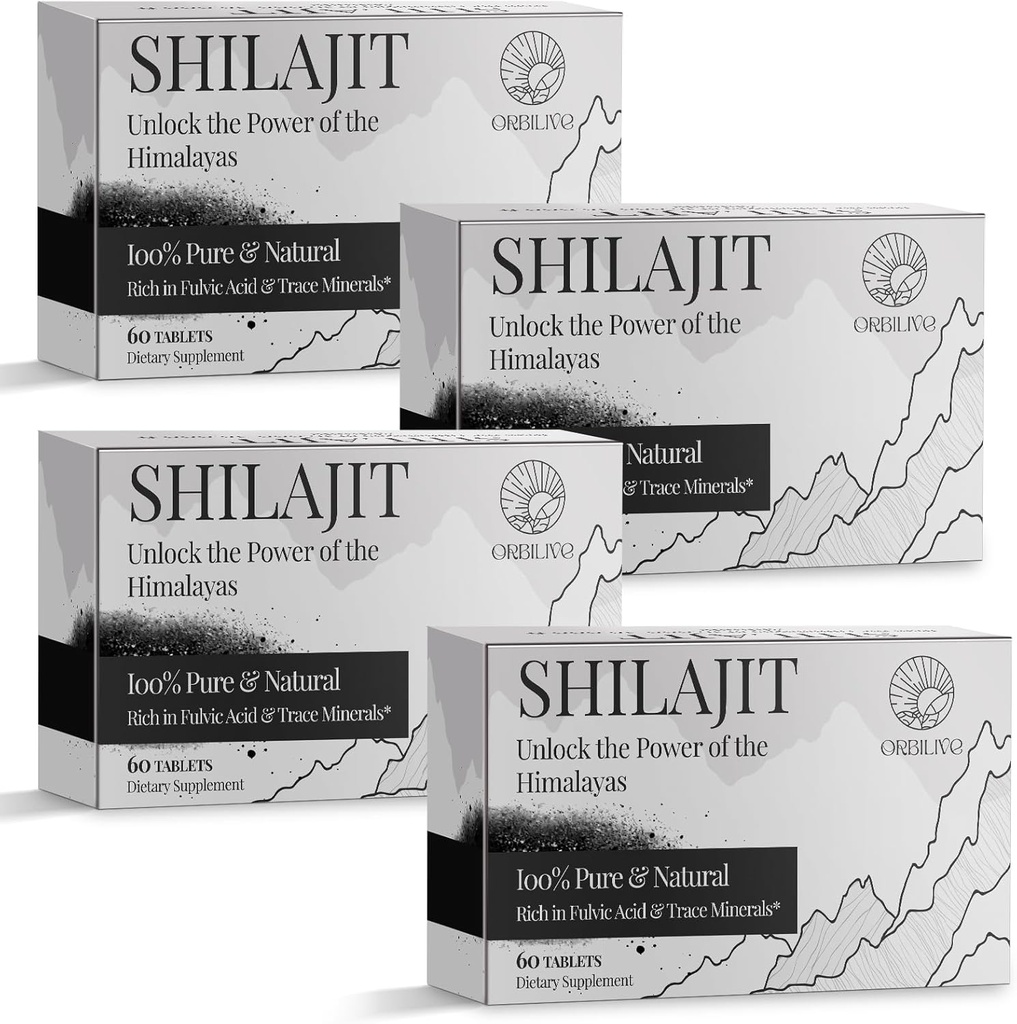 30 000 MG Shilajit Tabletit, 100% Shilajit Pure, Himalajan Organic, Shilajit miesten ja naisten Rich Fulvic Acid & 85+ Trace Minerals, Shilajit Supplement for Energy & Immune System, 240 Count