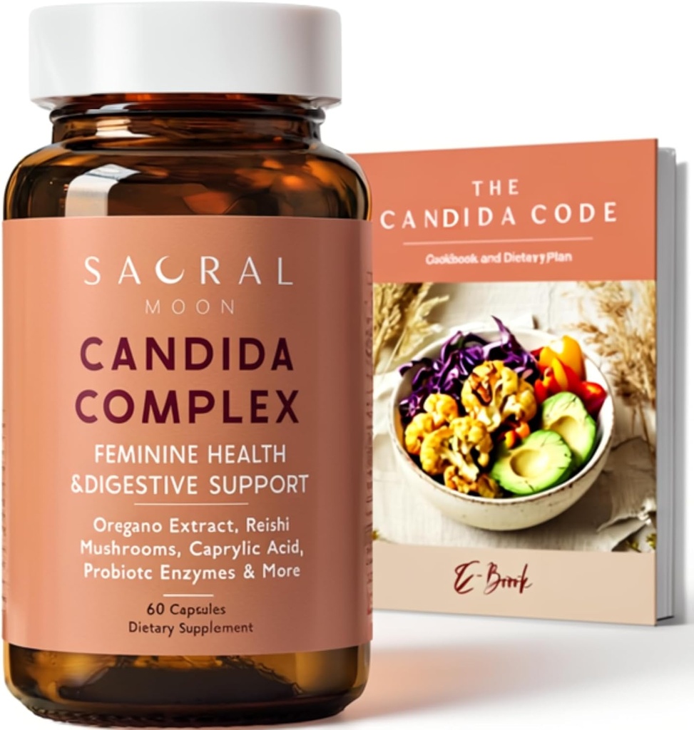 Candida Cleanse naisille Gut & Feminine Balance with Oregano Oil, Caprylic, Probiootit, Reishi, Aloe & Black Walnut 