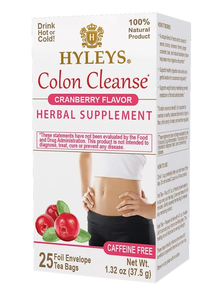 Hyleys Colon Cleanse Tea Cranberry Flavor - 25 teepussia (1 pakkaus)