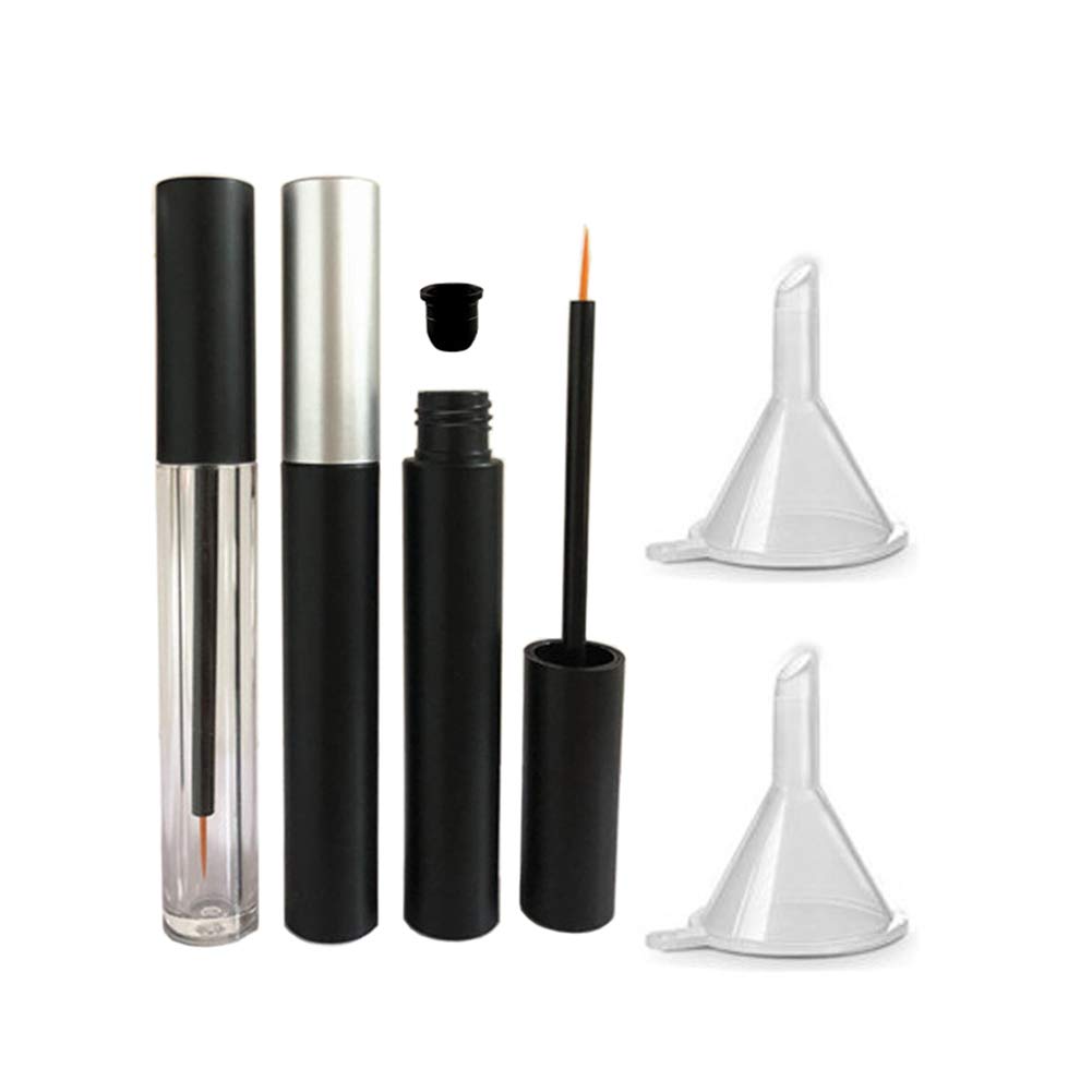 3 Pieces 5ml Empty Eyeliner Tubes Refillable Eyelash Growth Liquid Bottle Plastic Eyeliner Vials Tube med Brush Eyelash Growth Oil Mascara Tube för kosmetika Kom med 2 Mini Palstic Funnels