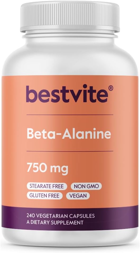 Bete Alanine 750mg (240 vegetariska kapslar) - Inga Stearates - Vegan - Icke GMO - Glutenfri