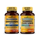 Sandhu Herbals Organic 4in1 Ashwagandha w/Zinc & Organic Turmeric Curcumin w/Bioperine Black Pepper Extract| Stöder Immune System| Non-GMO