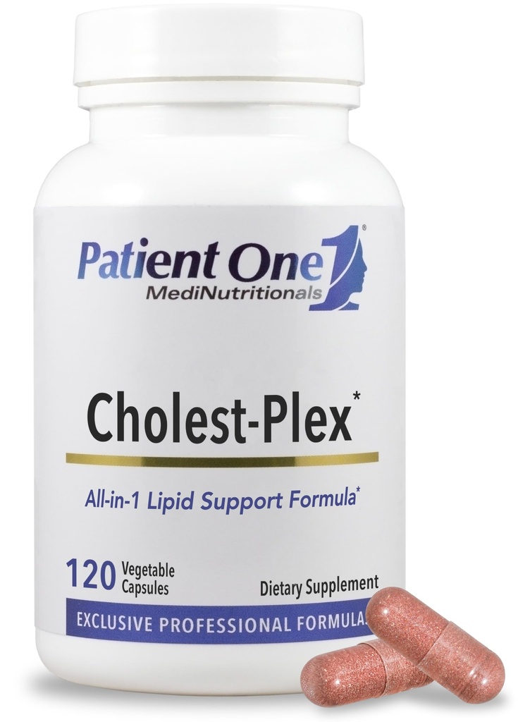 Patient One Cholest-Plex | Tillägg för att stödja hjärt- och vaskulär hälsa och hälsosam lipidmetabolism * med RYR, Q10 och mer | 120 kapslar