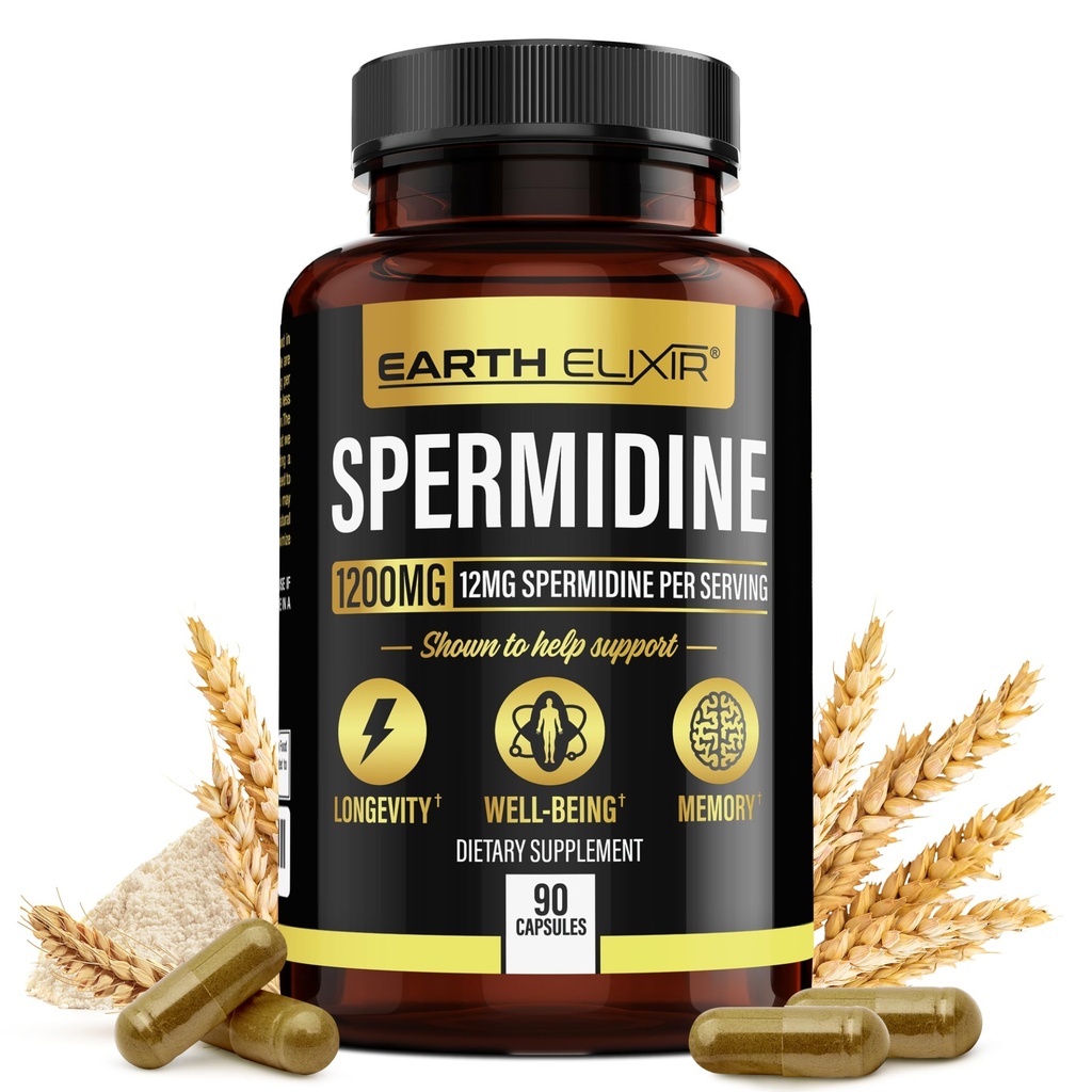 Earth Elixir Spermidiini Lisäravinteet 1200 mg (90 kapselia)  Vaihtoehto