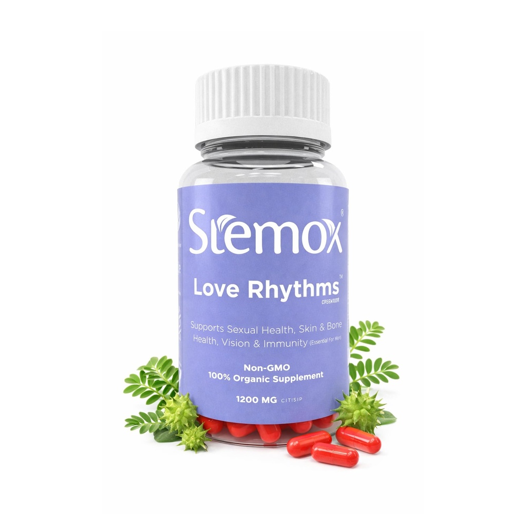 Love Rhythms L-arginiini 500MG & Tribulus Terrestris for Miehet Stamina & Vitality Support - Ei-GMO, 100% Organic Supplements for Men - Aktiivinen elämäntapa & Fyysinen hyvinvointi - 60 kapselia