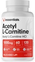 Bucked Up Acetyl L-Carnitine 1000mg per palvelin, tukee aivojen toiminto Essentials (60 Servings, 120 kapselia)
