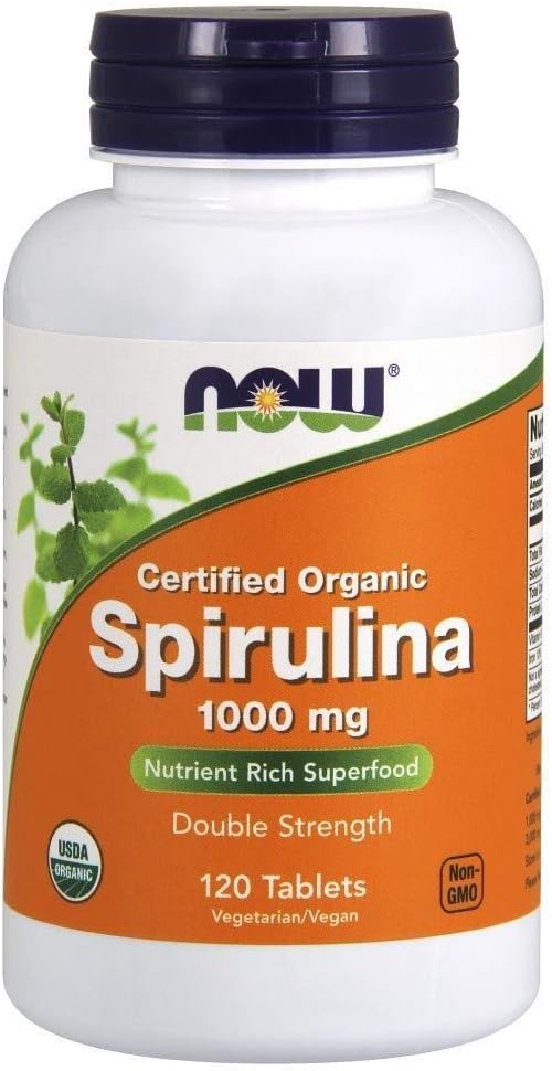 Now Foods - Certified Organic, Spirulina, 1000 mg, 120 tablettia