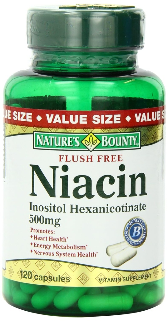 Naturens Bounty Flush Free Niacin 500 mg, 120 greve