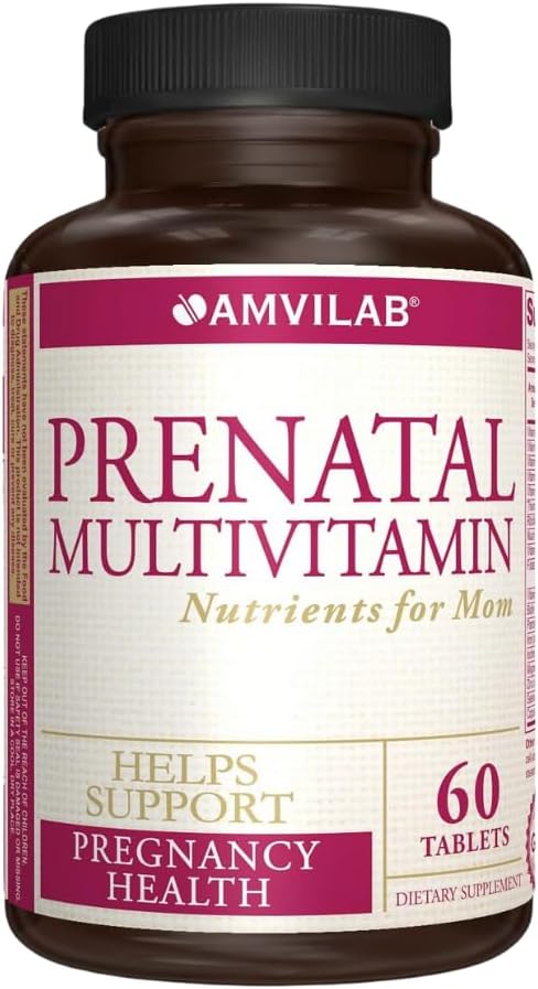 Prenatal Multivitamin - Hjälper till att främja graviditetshälsa - Stöder immunsystem & Fetal utveckling - Viktiga näringsämnen för mamma och baby - Säker formel - Kosttillskott - 60 tabletter