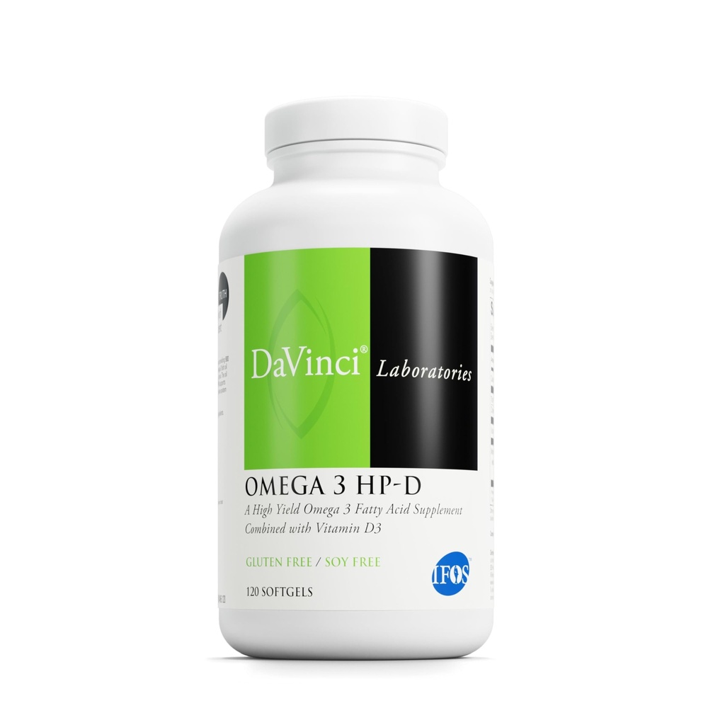 DAVINCI Labs Omega 3 HP-D - Ravintolisä terveellisille nivelille ja immuuni-, kardiovaskulaari- ja ihon terveystuki - D3-vitamiinilla ja enemmän gluteeniton - sitruunan maku - 120 Softgels