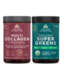 Ancient Nutrition Multi Collagen Protein Powder, Mauton, 24 Tarjoilut + Supergreens Powder, Greens Flavor, 25 Tarjoilut