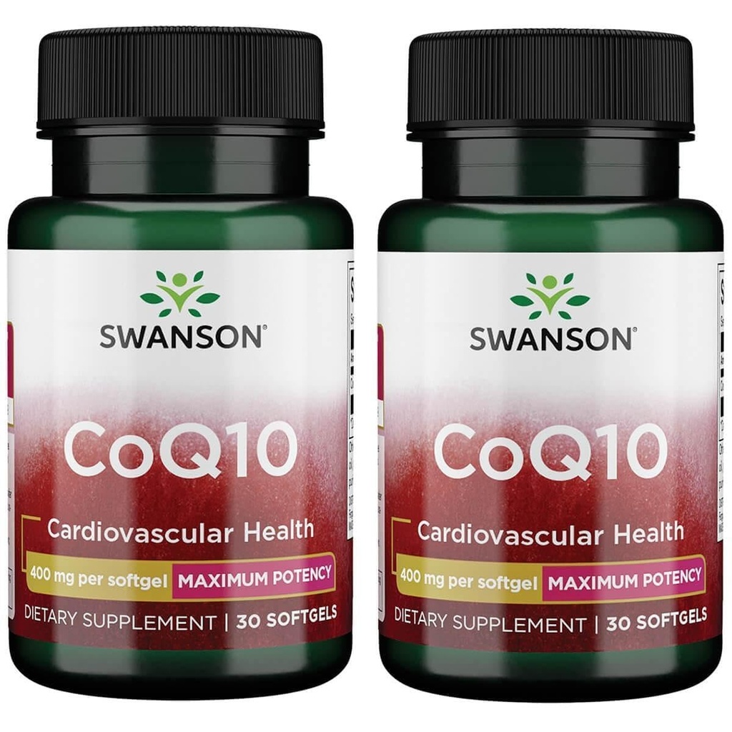 Swanson CoQ10 - auttaa edistämään sydänterveyttä, energiatukea, & Aids Overall Cardiovascular System Health - auttaa pitämään Coenzyme Q10 täydentää - (30 Softgels, 400 mg Each) (2 pakkaus)