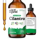 Wild & Organic Cilantro Tincture - Herbal Detox Drops kanssa Cilantro Extract - Liquid korianter Leaf Supplement - Vegan, Sokeri & Alkoholiton Drops - 4 fl oz
