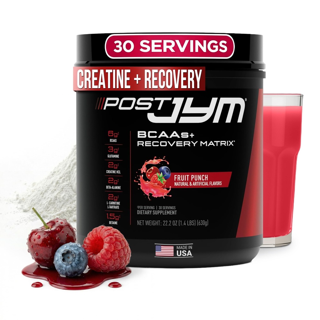 Post JYM Active Matrix - Post-workout with BCAA's, Glutamiini, Creatiini HCL, Beta-Alanine ja lisää JYM Supplement Science Fruit Punch, 30 Tarjoilua