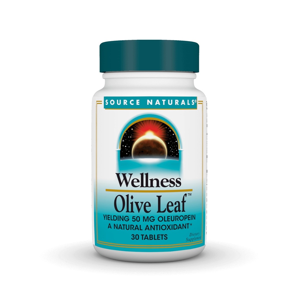 Source Naturals Wellness Olive Leaf - Yielding 100 mg Oleuropein a Natural Antioxidantti* - 30 tablettia