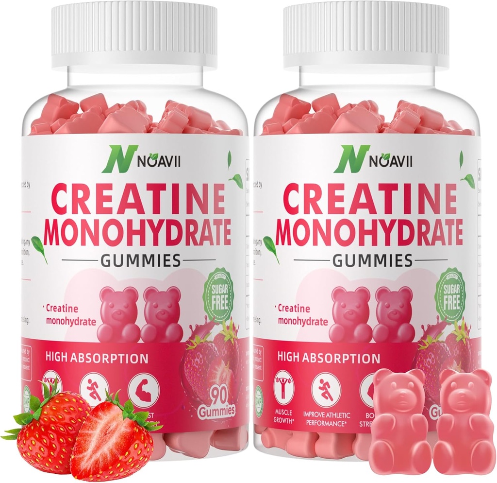 Kreatinmonohydrat Gummies 5000mg för män och kvinnor, Chewables Creatine Monohydrate för muskelstyrka, muskelbyggare, energiboost, Pre-Workout Supplement-180 jordgummies