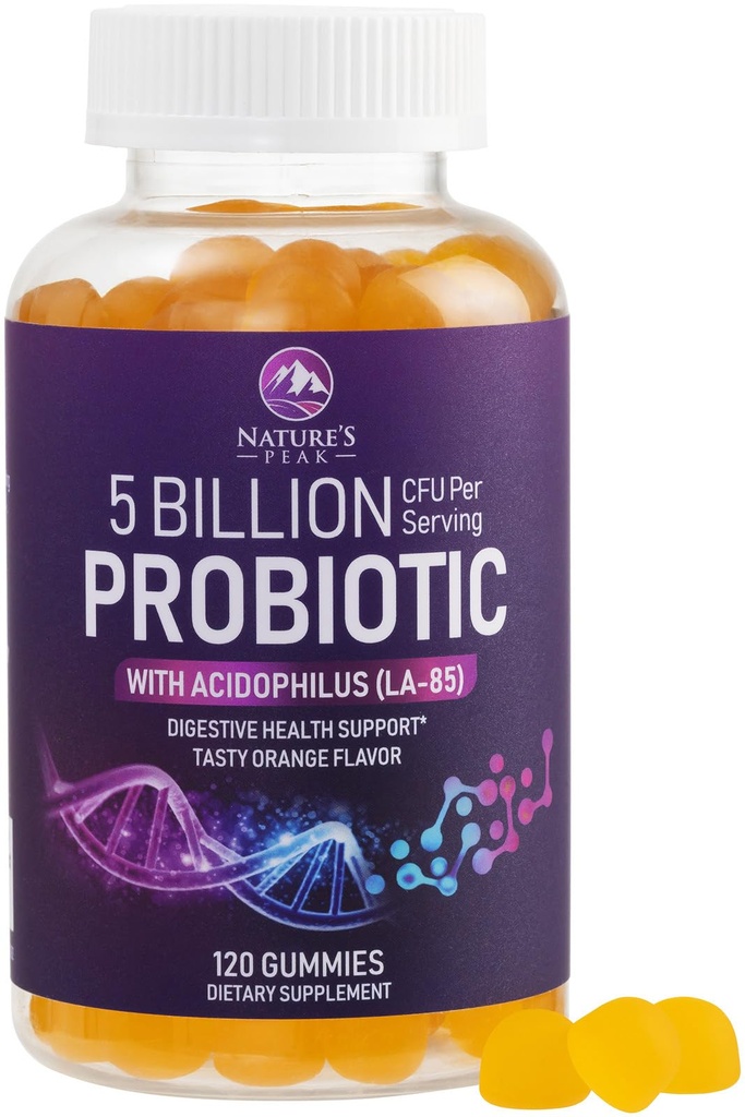 Probiootti Gummies 5 miljardia PMY - Daily Probiootti Gummy Supplement for Women, Men & Teens - Natural Ruoansulatus, ...Good.. Gut & Immuuni Tuki 6 Pro Biotic kanta - Orange Flavor - 120 Count