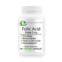 Foolihappo Folaatti 5 mg (B9) Prenataali-, Lisääntymisterveys-, homokysteiini-, aineenvaihdunta-, kardiovaskulaari-, luu-, immuuni- tuki-, allergeeni-, non GMO - 100 vegaanikapselia