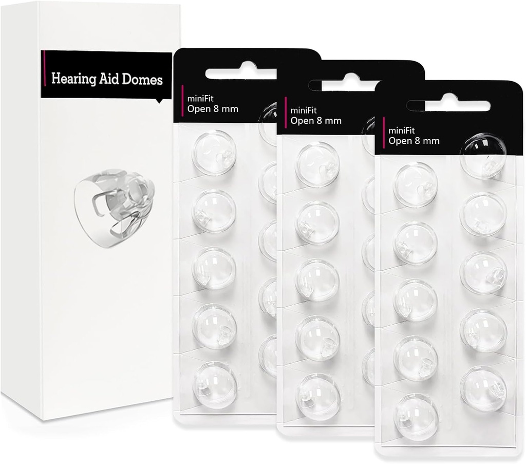 Avoin 8mm-kuulolaite Kupolit Oticon Minifitille, Oticon kuulolaite tarvikkeet, varaosat tarvikkeet Universal Oticon Domes kuulolaitteiden puhdistuspakkaukset (30 kpl)