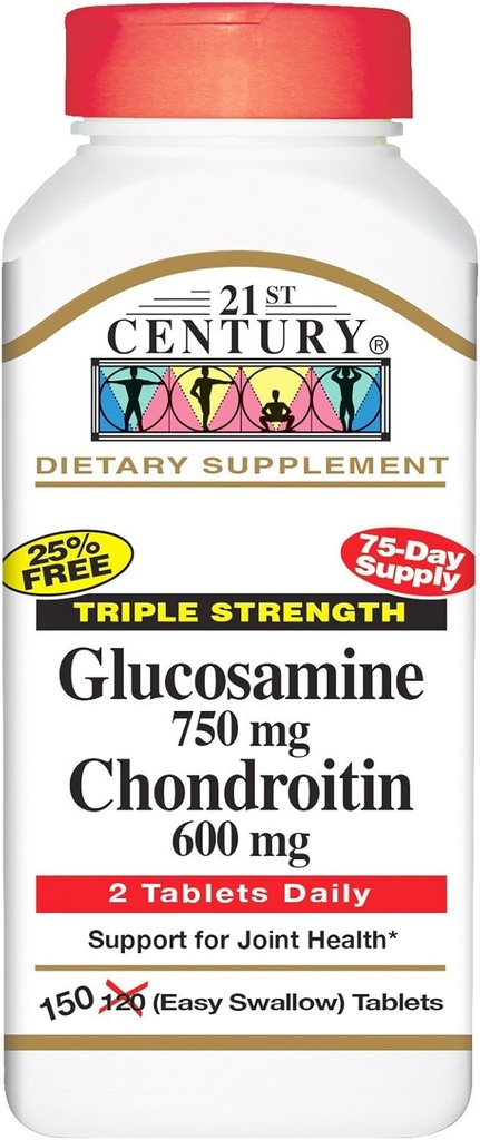 21St Century Triple Strength Glukosamiini ja kondroitiini - 150 tablettia