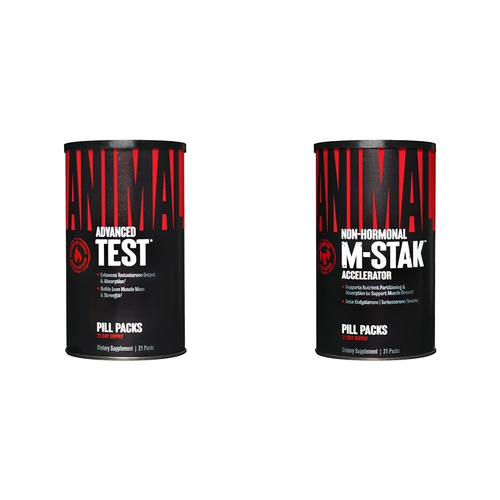 Eläintesti Testosteroni Booster 21 Day Cycle & M-Stak Hard Gainer Muscle Building Stack 21
