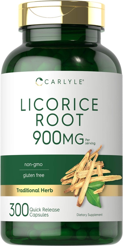 Carlyle Licorice Root Capsules 900mg | 300 greve | Root Extract Supplement | Non-GMO, Gluten Free