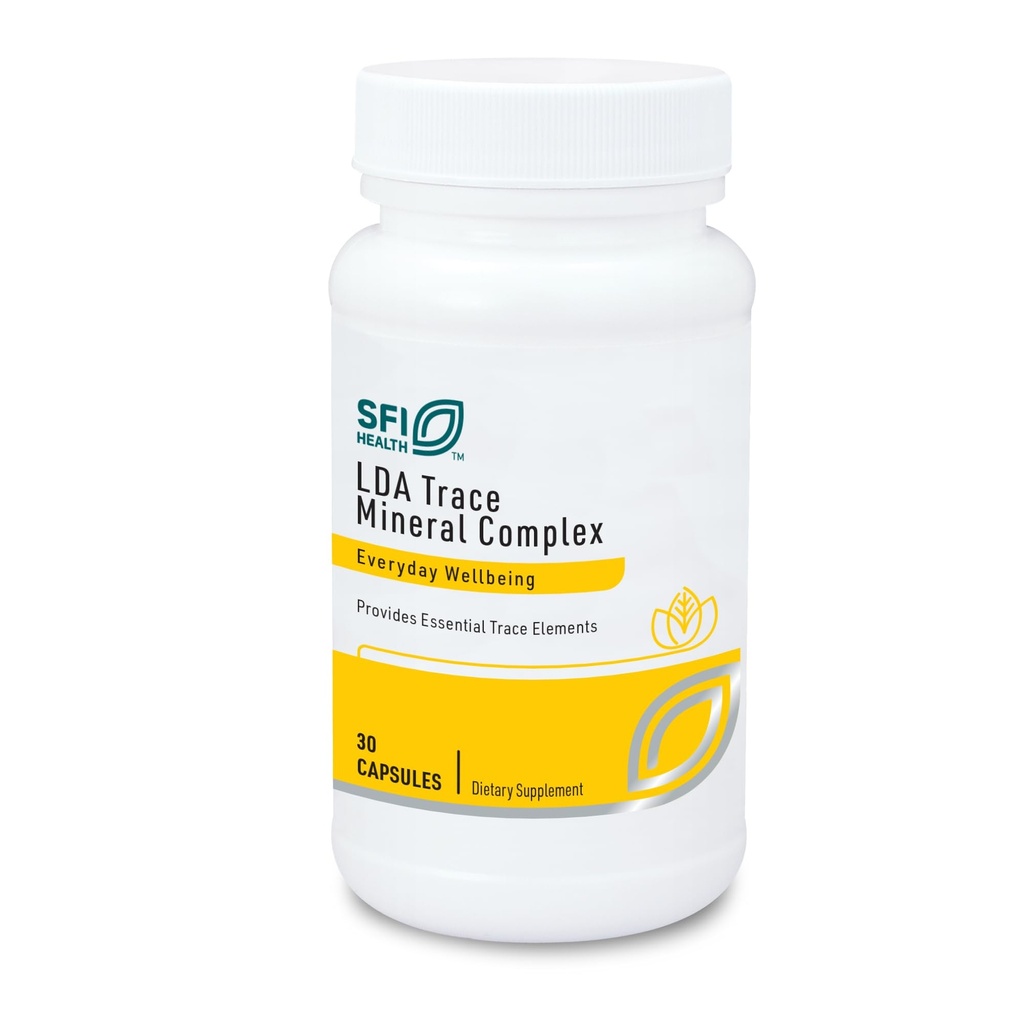 Klaire Labs SFI Health LDA Trace Mineral Complex - 11 Essential Trace Elements with TRAACS Celated Minerals, Hypoallergenic & No Iron (30 kasvissyöjän kapselit)