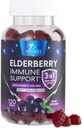 Elderberry Gummies kanssa C-vitamiini, D3 ja Sinkki - Immuuni tuki Gummy lapsille ja aikuisille, Musta Elderberry uute Gummy Immuno Health Support Supplement, Musta Vanhempi Marja vitamiini - 120 Gummies