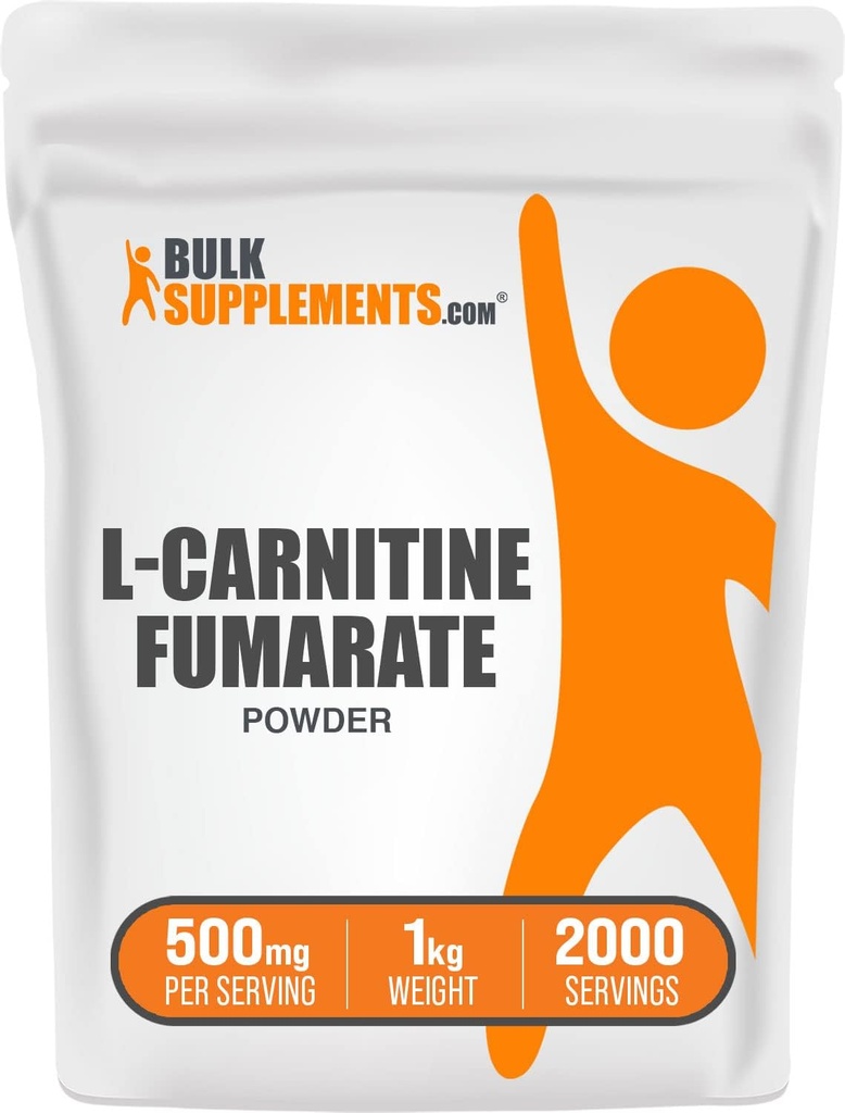 BulkSupplements.com L-Carnitine Fumarate Powder - Carnitine Supplement, Sport Nutrition, L-Carnitine 500mg - Gluten Free, 500mg per servering, Gluten Free, 1kg (2,2 lbs) (Pack av 1)