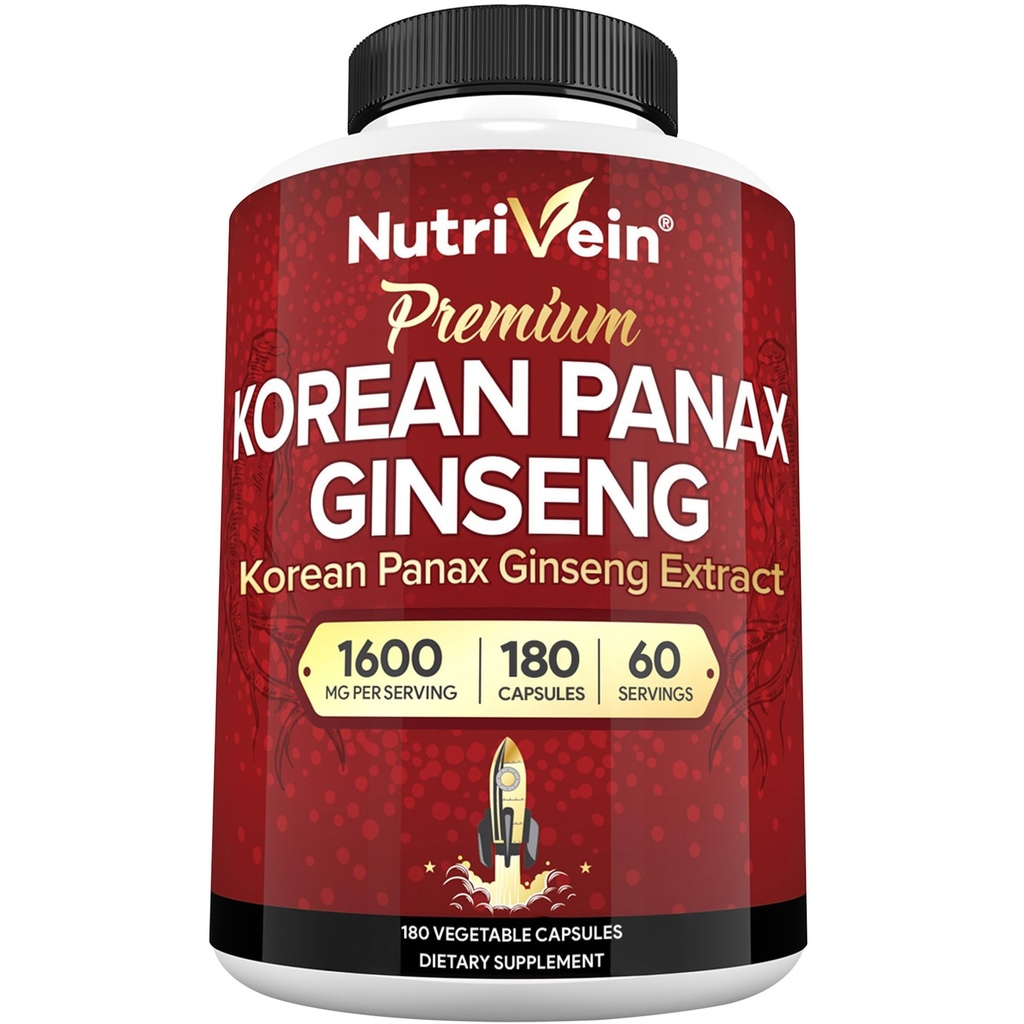 Nutrivein Korea Red Panax Ginseng 1600mg ... Extra Strength Formula... 180 kapselia...